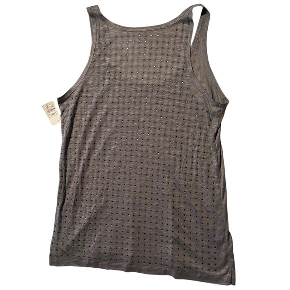 WESSEX Women's S Beaded Sparkle Tank Top Gray Going Out Top Casual Summer Glam - Picture 2 of 6